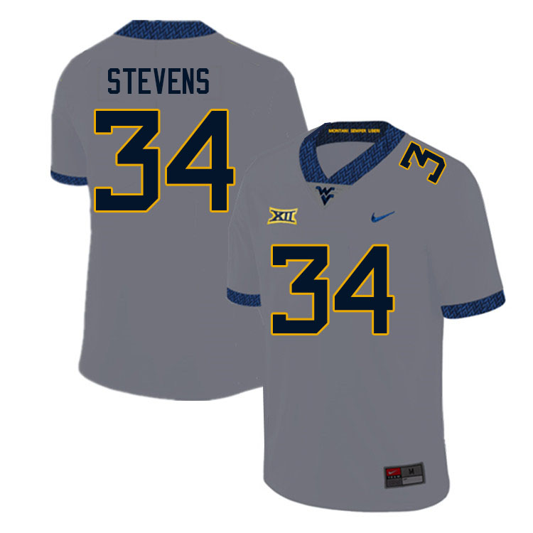 Men #34 Deshawn Stevens West Virginia Mountaineers College Football Jerseys Sale-Gray